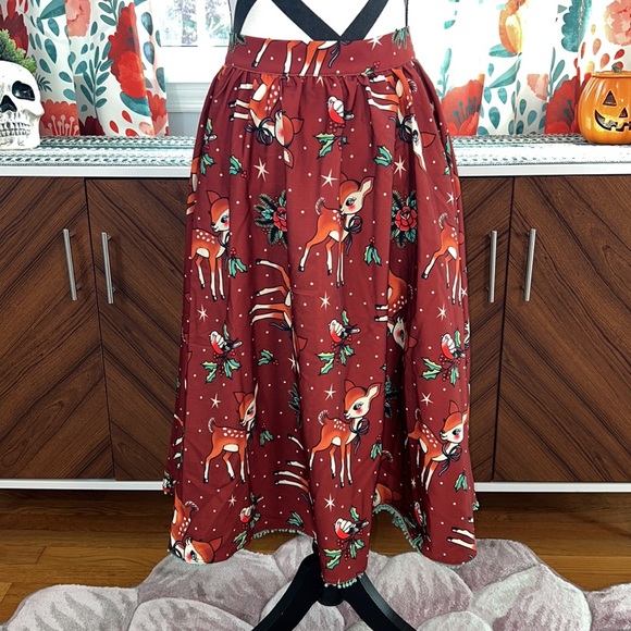 Sourpuss Deer Me Reindeer Christmas Holiday Skirt - Picture 6 of 12